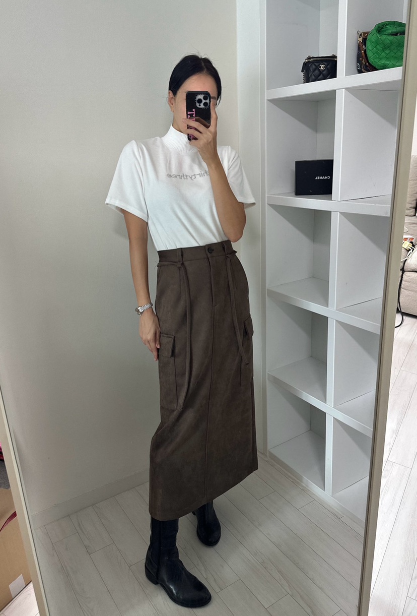 SOUIT韓國直郵㊣女士新品人氣真品25秋冬時尚推薦長裙含腰繩SOUIT by mabel-L長裙