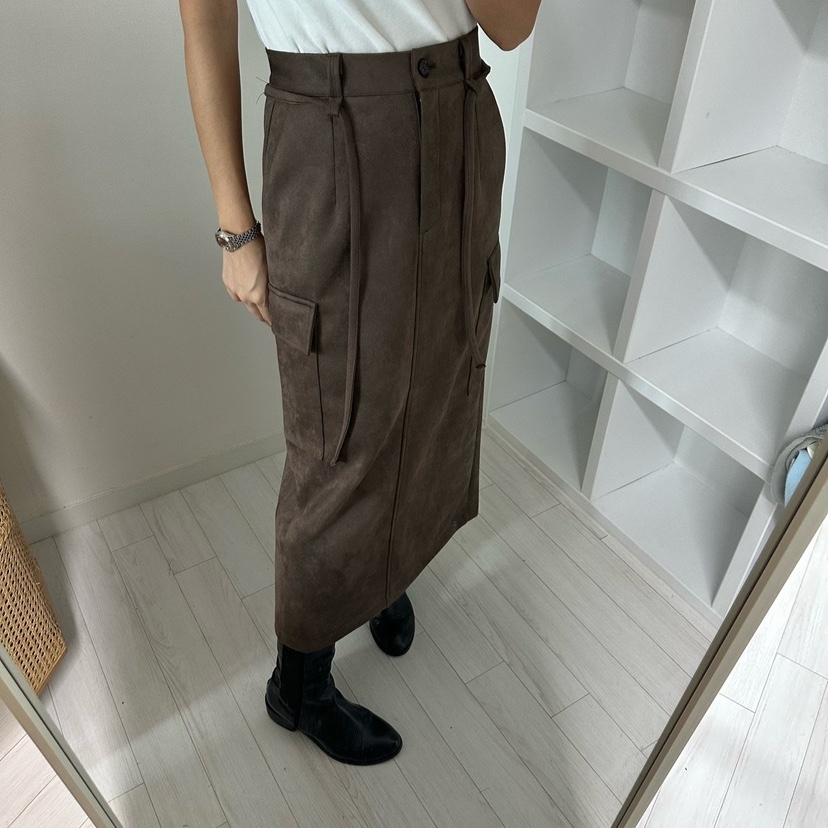 SOUIT韓國直郵㊣女士新品人氣真品25秋冬時尚推薦長裙含腰繩SOUIT by mabel-L長裙