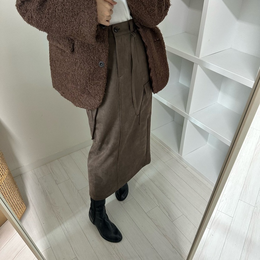 SOUIT韓國直郵㊣女士新品人氣真品25秋冬時尚推薦長裙含腰繩SOUIT by mabel-L長裙