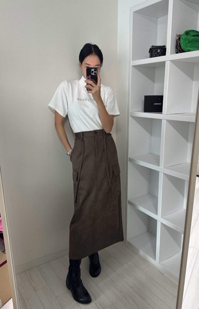 SOUIT韓國直郵㊣女士新品人氣真品25秋冬時尚推薦長裙含腰繩SOUIT by mabel-L長裙