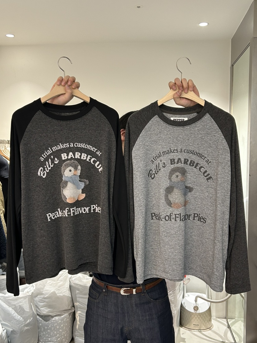 PEPPER-L韓國直郵㊣女裝新品時尚推薦熱賣長袖T恤加絨圍巾鵝PEPPER長袖T恤