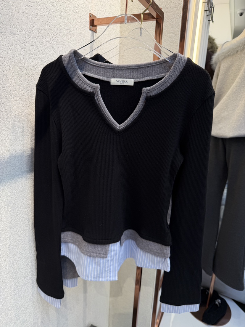 SYMBOL韓國代購㊣女士新款25秋冬職業熱賣推薦時尚人氣長袖T恤SYMBOL長袖T恤圖色2