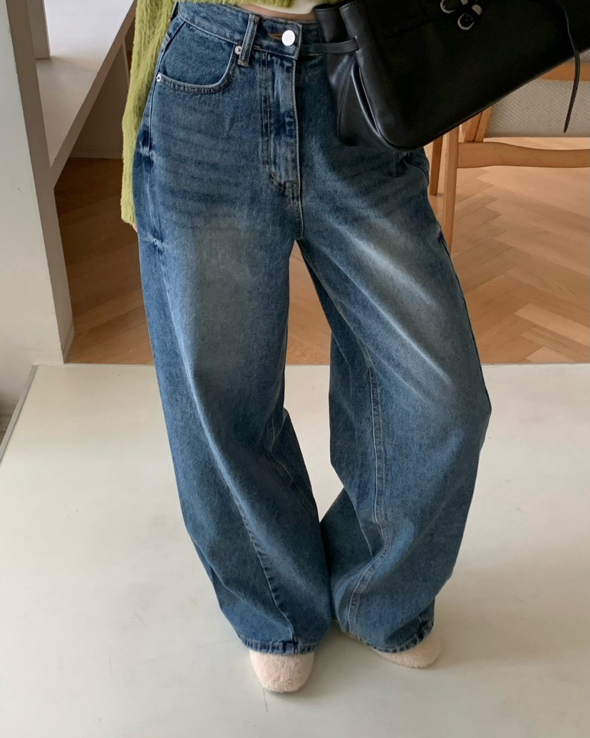 REVE CITE-L韓國代購㊣女裝新品時尚熱賣職業25秋冬牛仔褲REVE CITE牛仔褲