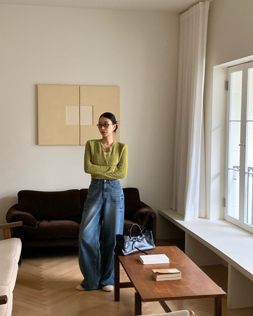 REVE CITE-L韓國代購㊣女裝新品時尚熱賣職業25秋冬牛仔褲REVE CITE牛仔褲