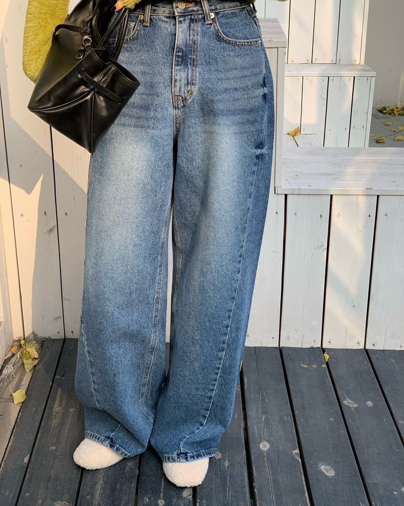 REVE CITE-L韓國代購㊣女裝新品時尚熱賣職業25秋冬牛仔褲REVE CITE牛仔褲