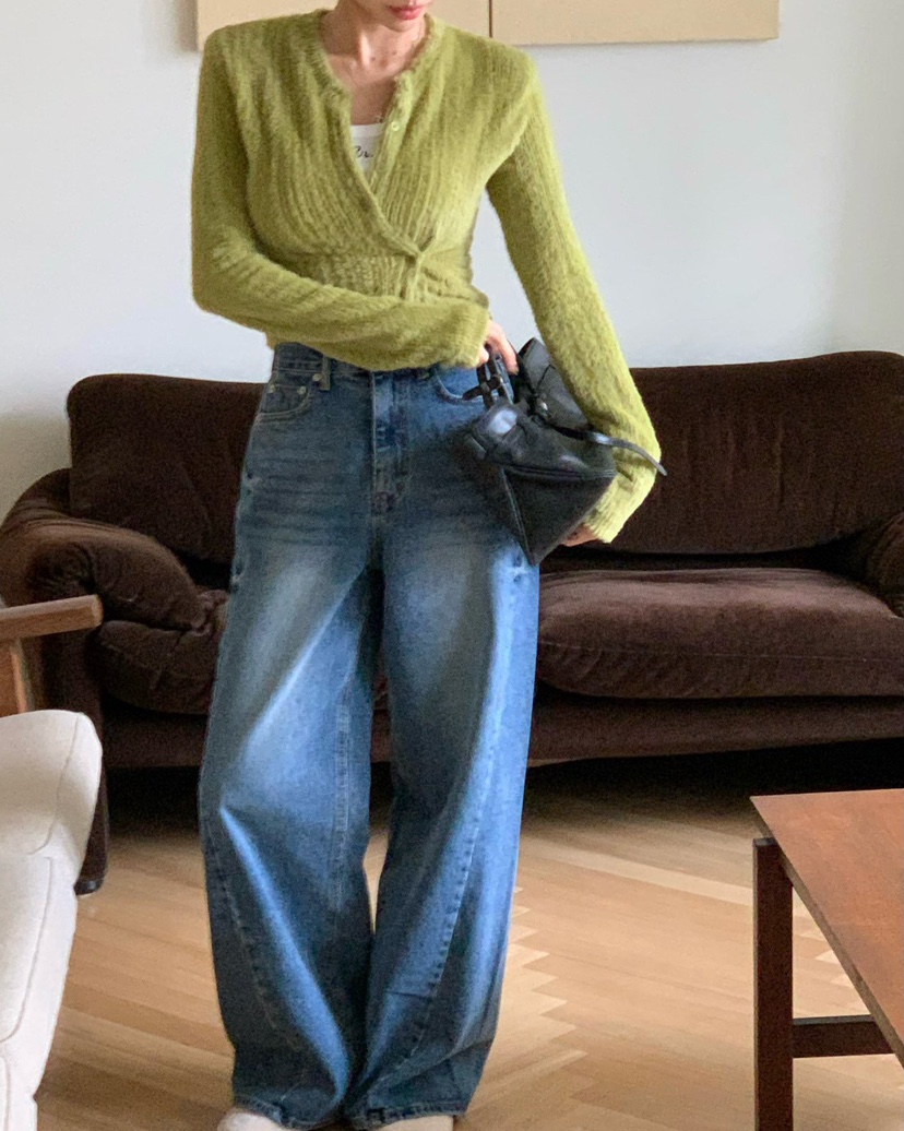 REVE CITE-L韓國代購㊣女裝新品時尚熱賣職業25秋冬牛仔褲REVE CITE牛仔褲