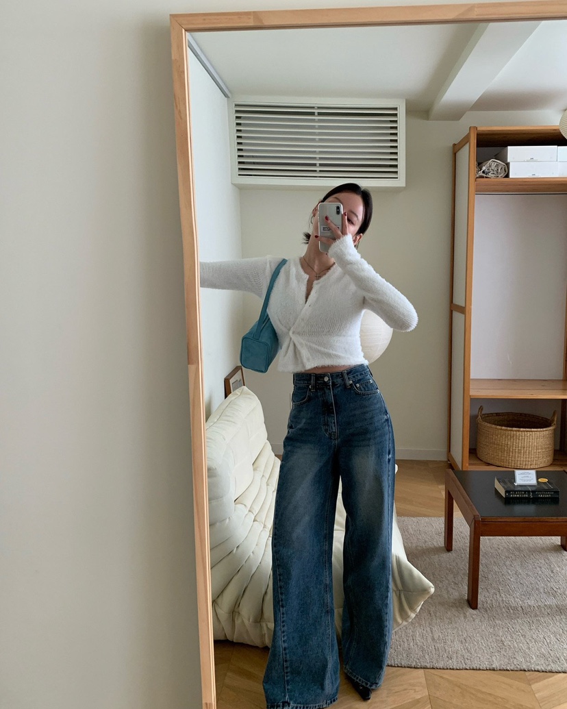 REVE CITE-L韓國代購㊣女裝新品時尚熱賣職業25秋冬牛仔褲REVE CITE牛仔褲