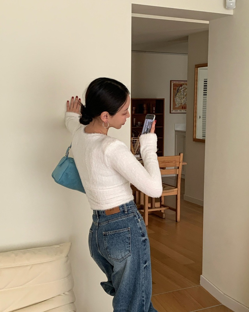 REVE CITE-L韓國代購㊣女裝新品時尚熱賣職業25秋冬牛仔褲REVE CITE牛仔褲