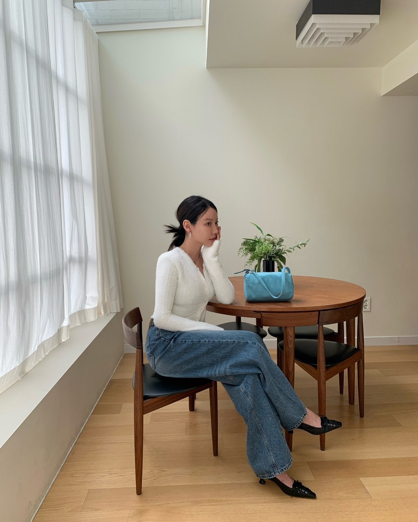 REVE CITE-L韓國代購㊣女裝新品時尚熱賣職業25秋冬牛仔褲REVE CITE牛仔褲