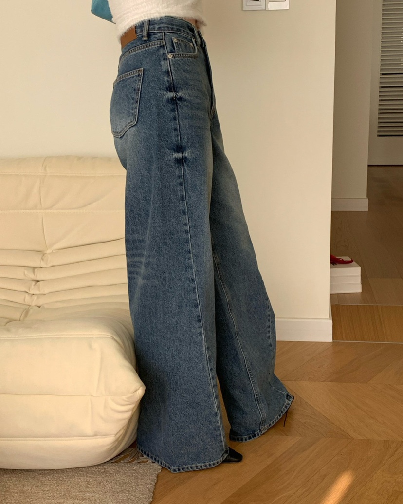 REVE CITE-L韓國代購㊣女裝新品時尚熱賣職業25秋冬牛仔褲REVE CITE牛仔褲