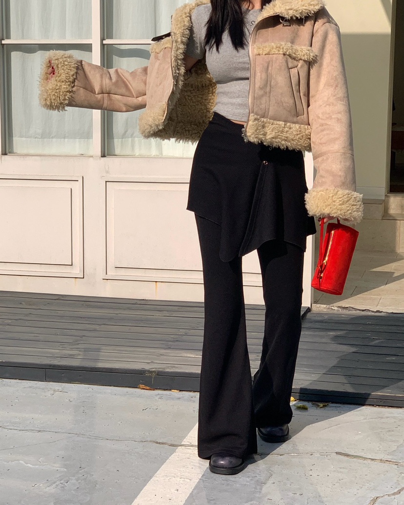 REVE CITE-L韓國代購㊣女士新款休閑真品時尚25秋冬裙褲羊毛REVE CITE裙褲