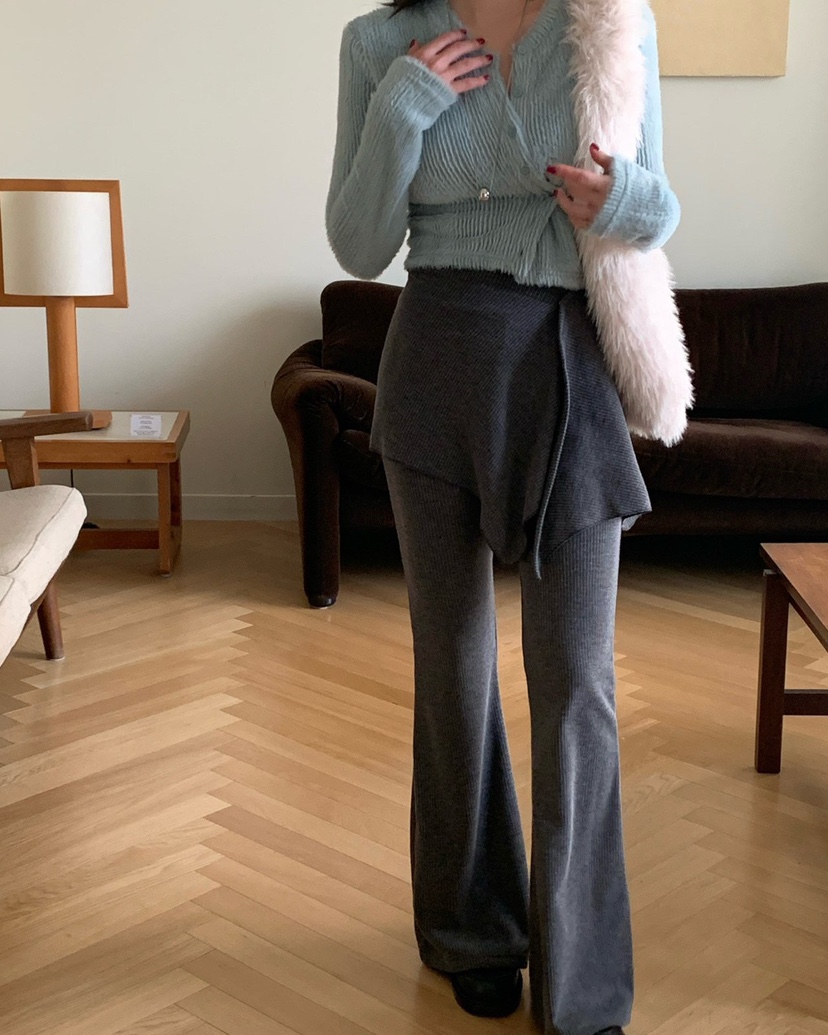 REVE CITE-L韓國代購㊣女士新款休閑真品時尚25秋冬裙褲羊毛REVE CITE裙褲