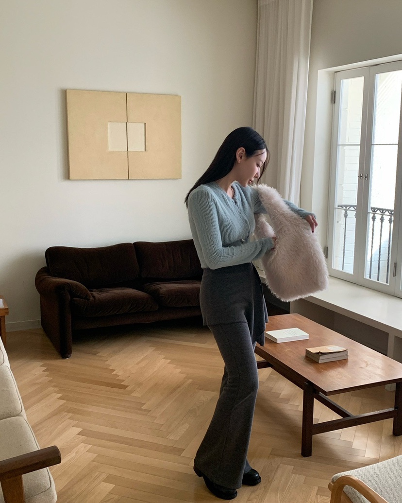 REVE CITE-L韓國代購㊣女士新款休閑真品時尚25秋冬裙褲羊毛REVE CITE裙褲