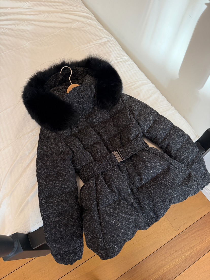 LAVIEU東大門㊣實拍女裝新款時尚短款羽絨服含腰帶狐貍花呢鴨絨LAVIEU短款羽絨服