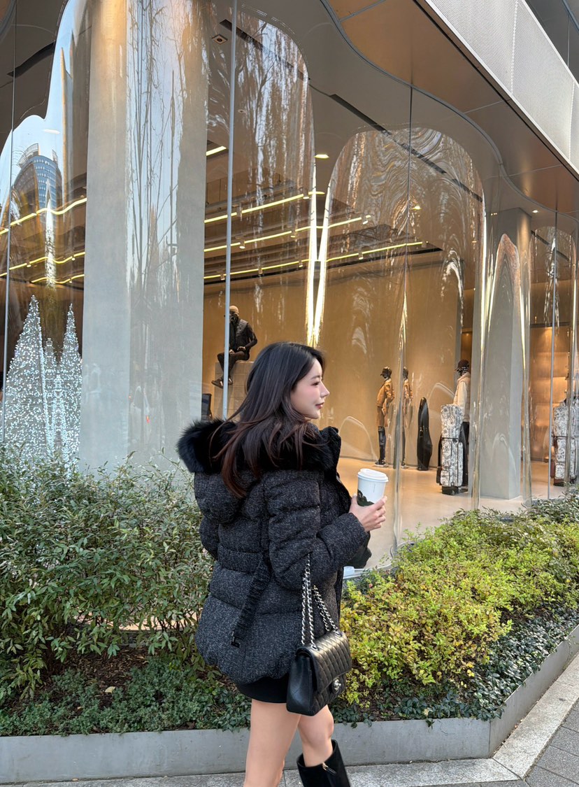 LAVIEU東大門㊣實拍女裝新款時尚短款羽絨服含腰帶狐貍花呢鴨絨LAVIEU短款羽絨服