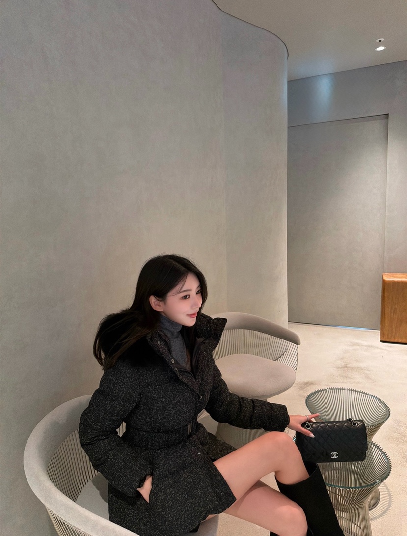 LAVIEU東大門㊣實拍女裝新款時尚短款羽絨服含腰帶狐貍花呢鴨絨LAVIEU短款羽絨服