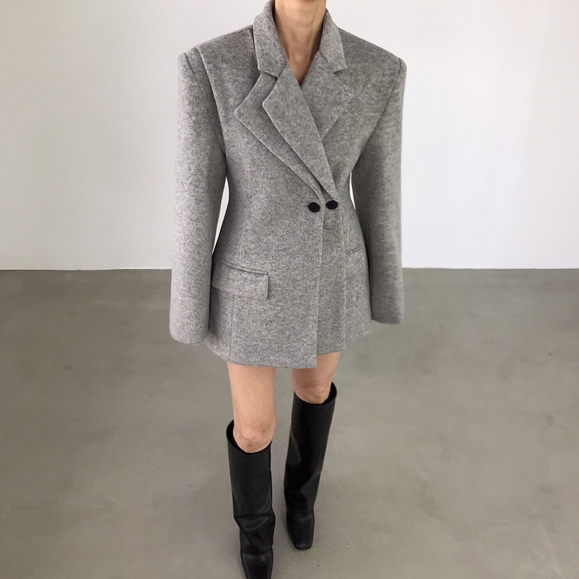 2TWO MOON東大門㊣代購女裝新款推薦職業真品休閑夾克羊毛2TWO MOON夾克圖色1