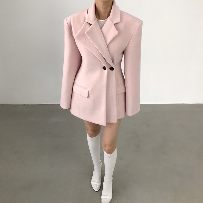 2TWO MOON東大門㊣代購女裝新款推薦職業真品休閑夾克羊毛2TWO MOON夾克圖色2