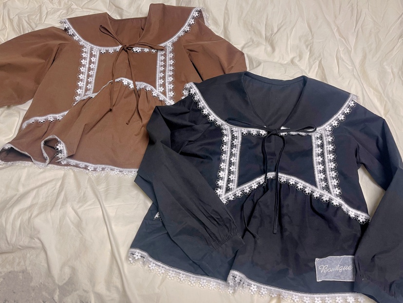 BOUTIQUE-L東大門㊣實拍女士新品休閑推薦襯衫蕾絲衫蕾絲花BOUTIQUE-L襯衫/蕾絲衫