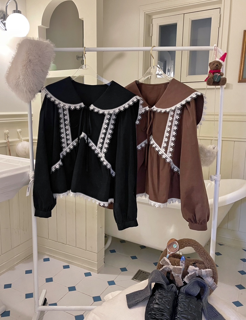 BOUTIQUE-L東大門㊣實拍女士新品休閑推薦襯衫蕾絲衫蕾絲花BOUTIQUE-L襯衫/蕾絲衫