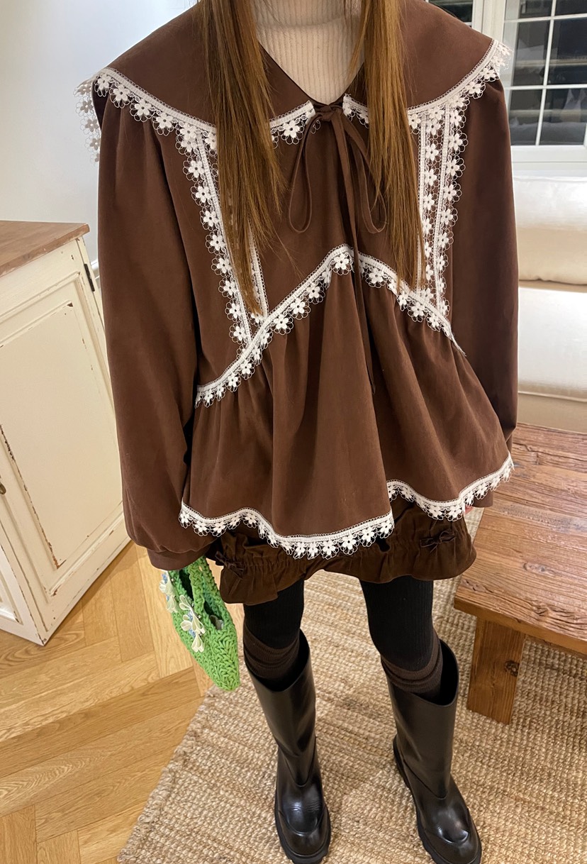 BOUTIQUE-L東大門㊣實拍女士新品休閑推薦襯衫蕾絲衫蕾絲花BOUTIQUE-L襯衫/蕾絲衫