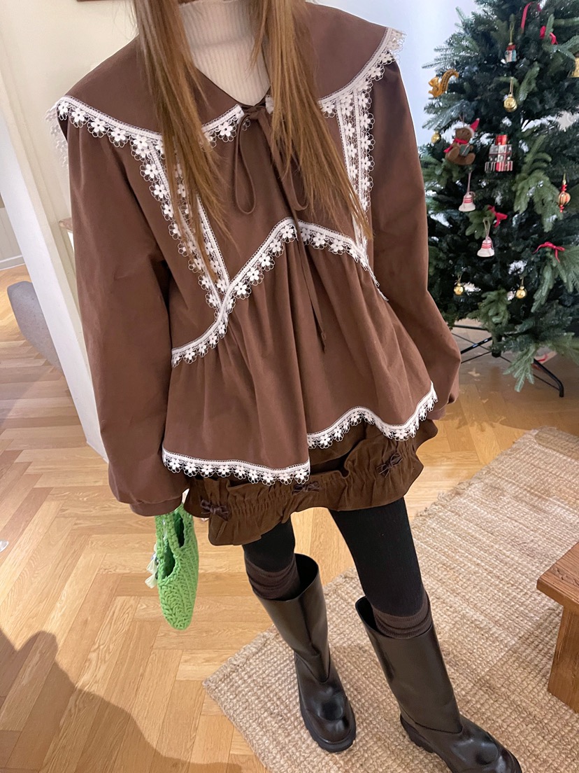 BOUTIQUE-L東大門㊣實拍女士新品休閑推薦襯衫蕾絲衫蕾絲花BOUTIQUE-L襯衫/蕾絲衫