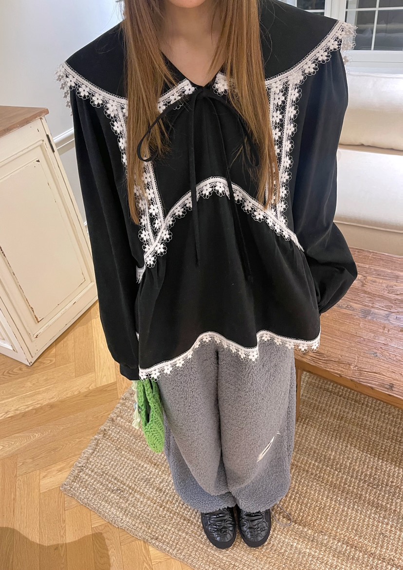 BOUTIQUE-L東大門㊣實拍女士新品休閑推薦襯衫蕾絲衫蕾絲花BOUTIQUE-L襯衫/蕾絲衫