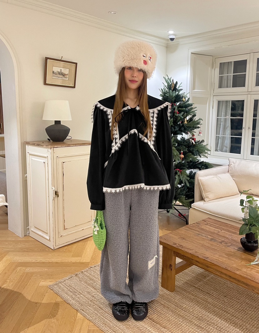 BOUTIQUE-L東大門㊣實拍女士新品休閑推薦襯衫蕾絲衫蕾絲花BOUTIQUE-L襯衫/蕾絲衫