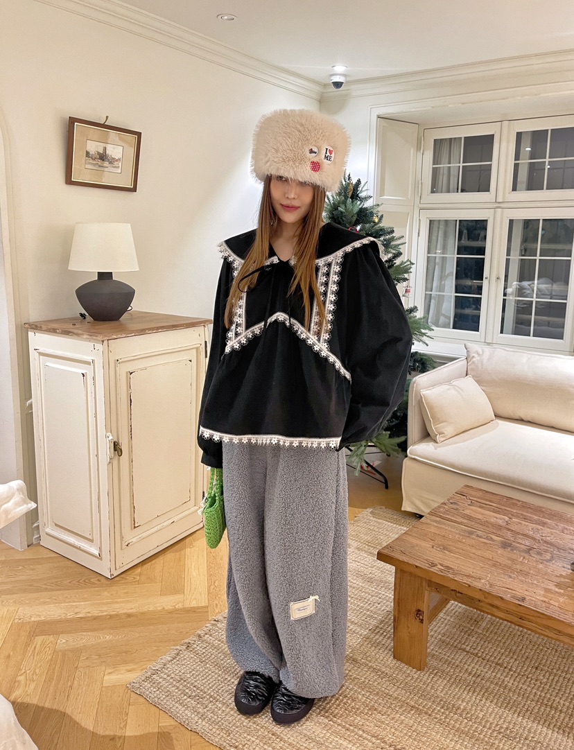 BOUTIQUE-L東大門㊣實拍女士新品休閑推薦襯衫蕾絲衫蕾絲花BOUTIQUE-L襯衫/蕾絲衫