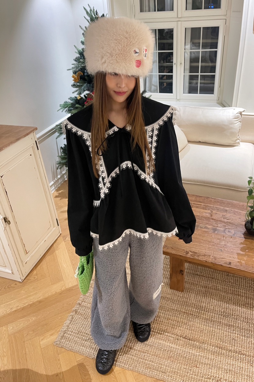 BOUTIQUE-L東大門㊣實拍女士新品休閑推薦襯衫蕾絲衫蕾絲花BOUTIQUE-L襯衫/蕾絲衫