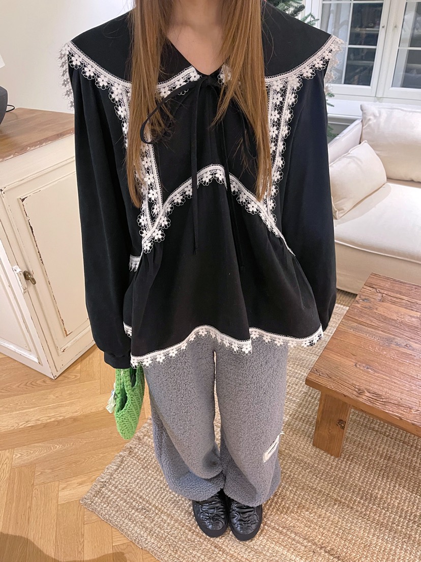 BOUTIQUE-L東大門㊣實拍女士新品休閑推薦襯衫蕾絲衫蕾絲花BOUTIQUE-L襯衫/蕾絲衫