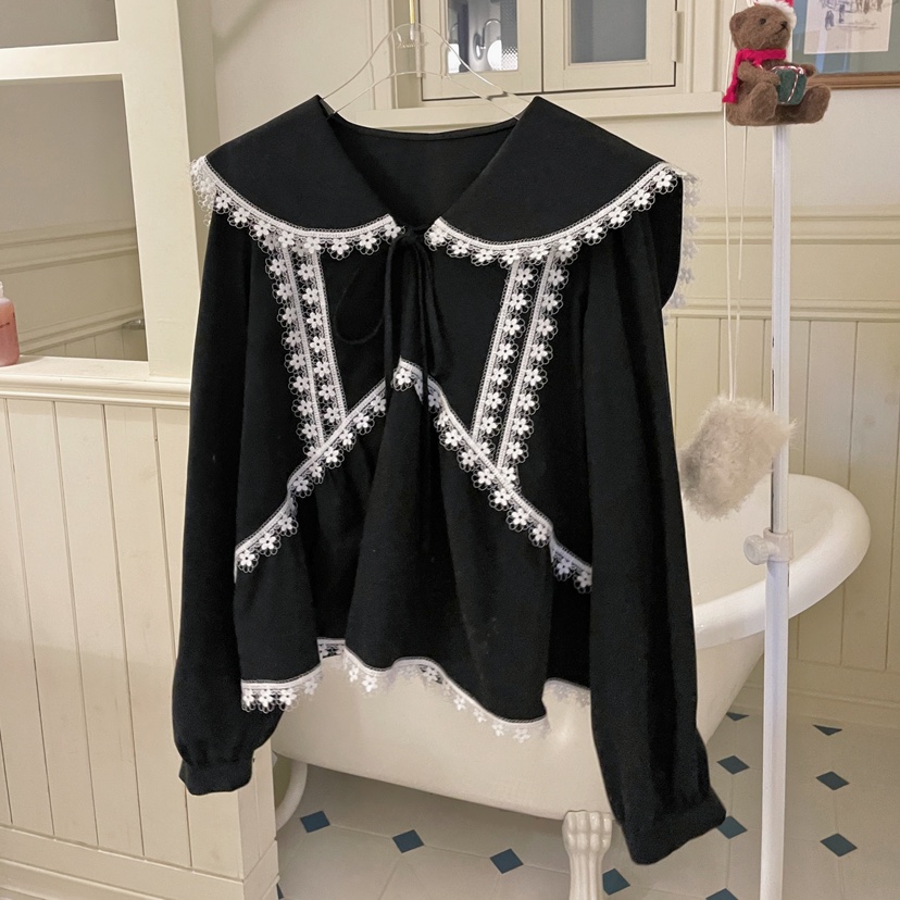 BOUTIQUE-L東大門㊣實拍女士新品休閑推薦襯衫蕾絲衫蕾絲花BOUTIQUE-L襯衫/蕾絲衫圖色2