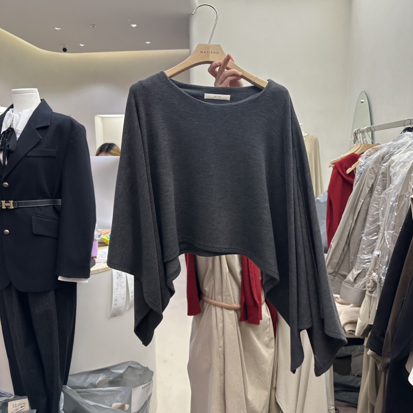 MATIERE韓國代購㊣女裝新款25秋冬人氣休閑熱賣時尚針織衫披肩MATIERE針織衫圖色2