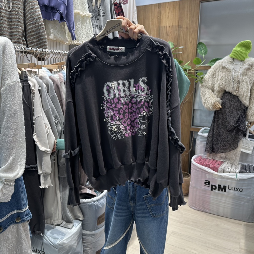 MARI CO韓國代購㊣女士新品25秋冬人氣職業推薦時尚休閑衛衣MARI CO衛衣圖色3