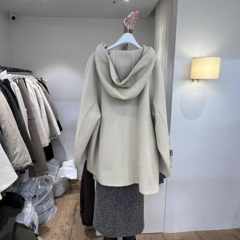 JINSIM東大門㊣代購女士新品人氣推薦25秋冬職業短款大衣連帽JINSIM短款大衣