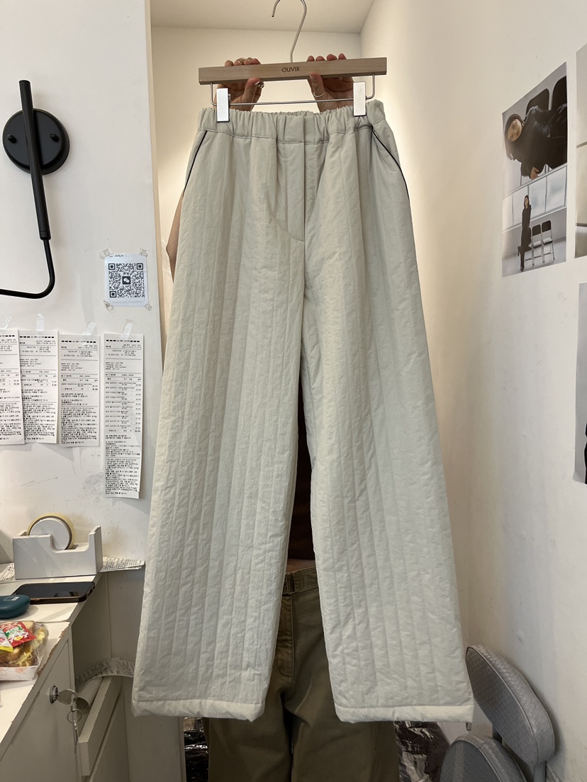 OUVIR東大門㊣代購女裝新款25秋冬推薦時尚職業休閑褲條紋棉O.V.R/OUVIR休閑褲圖色1