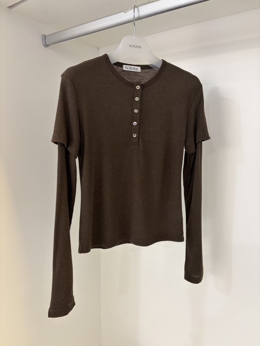 NORMAL韓國直郵㊣女士新款真品25秋冬熱賣人氣長袖T恤假兩件NORMAL長袖T恤圖色3