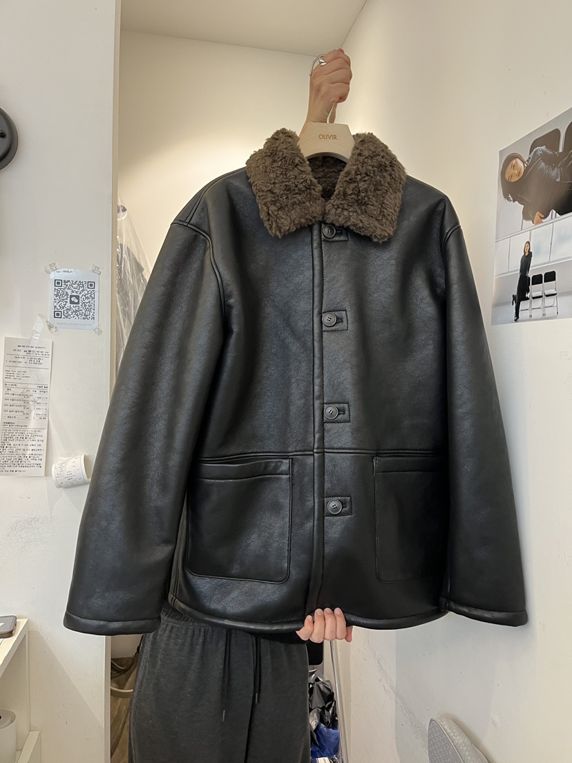 OUVIR韓國直郵㊣女裝新款熱賣時尚推薦真品夾克兩面可穿皮革O.V.R/OUVIR夾克
