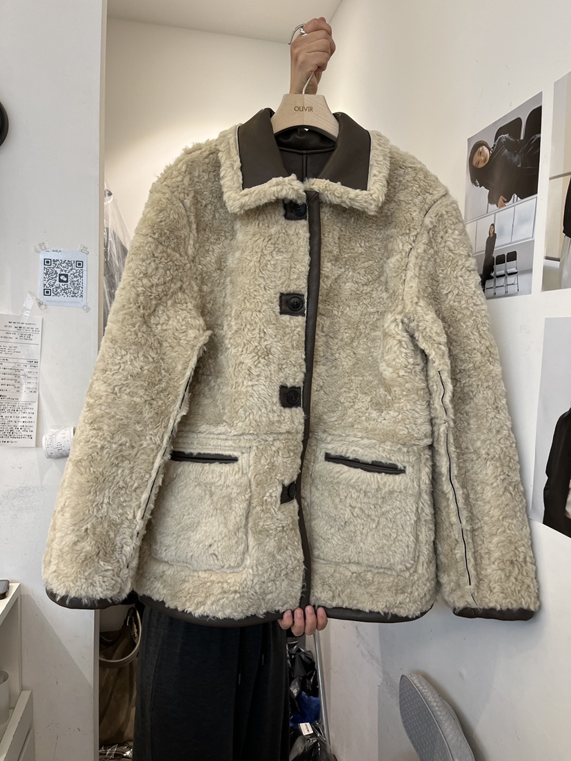 OUVIR韓國直郵㊣女裝新款熱賣時尚推薦真品夾克兩面可穿皮革O.V.R/OUVIR夾克圖色2