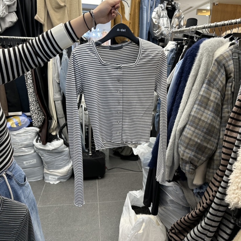 A-DEL韓國代購㊣女裝新品人氣時尚推薦25秋冬熱賣休閑長袖T恤A-DEL長袖T恤圖色1