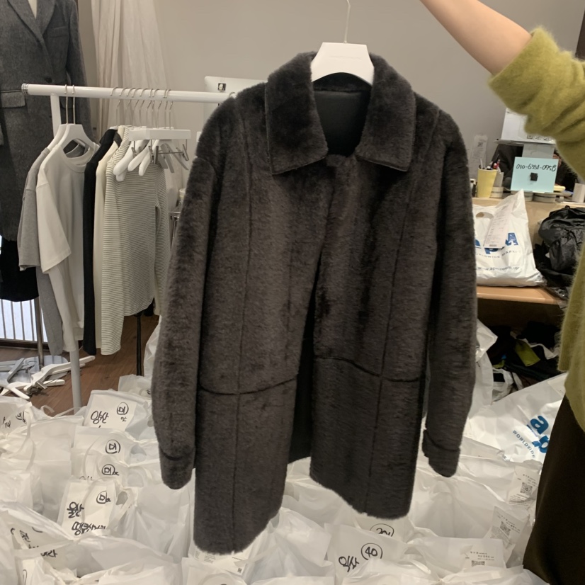 UNDERSTANDING東大門㊣代購女裝新款人氣職業中長款大衣兩面UNDERSTANDING中長款大衣圖色1