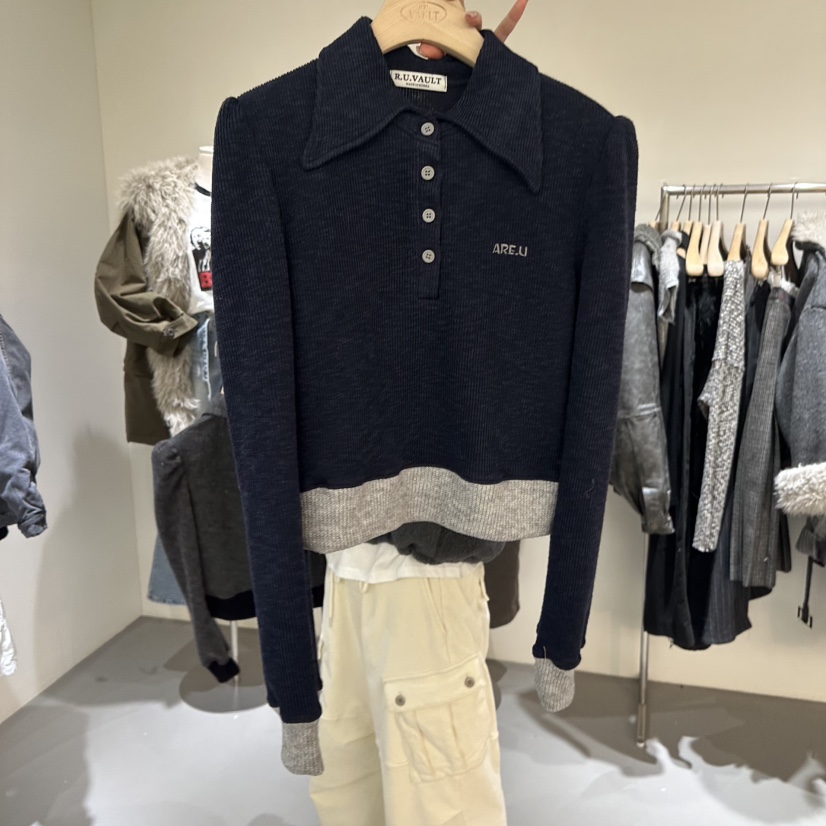 VAULT東大門㊣代購女士新品時尚熱賣休閑職業真品推薦針織衫VAULT針織衫圖色2深藍色