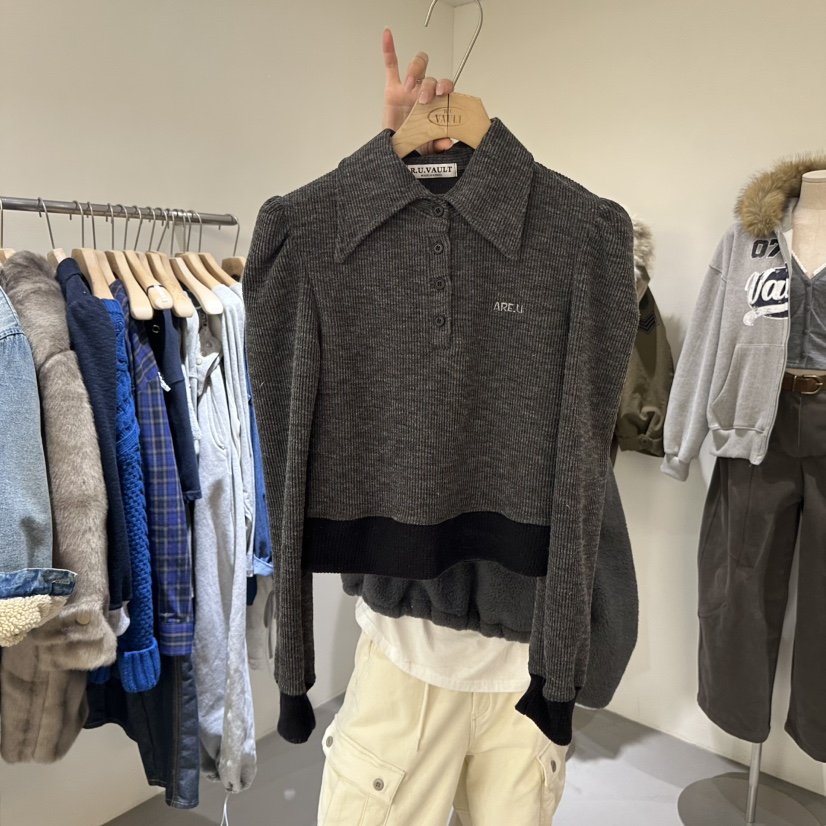 VAULT東大門㊣代購女士新品時尚熱賣休閑職業真品推薦針織衫VAULT針織衫圖色3墨色