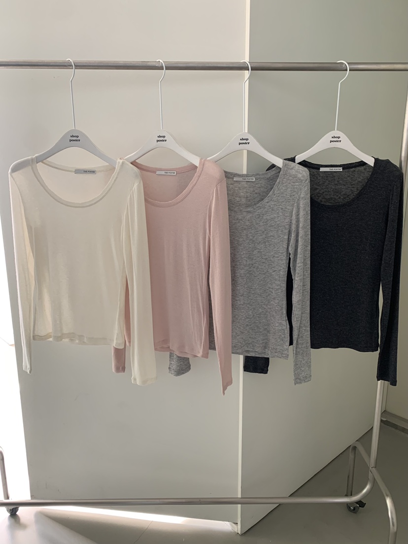 SHOP POSTER韓國代購㊣女士新款職業休閑熱賣長袖T恤粗羊毛SHOP_POSTER長袖T恤