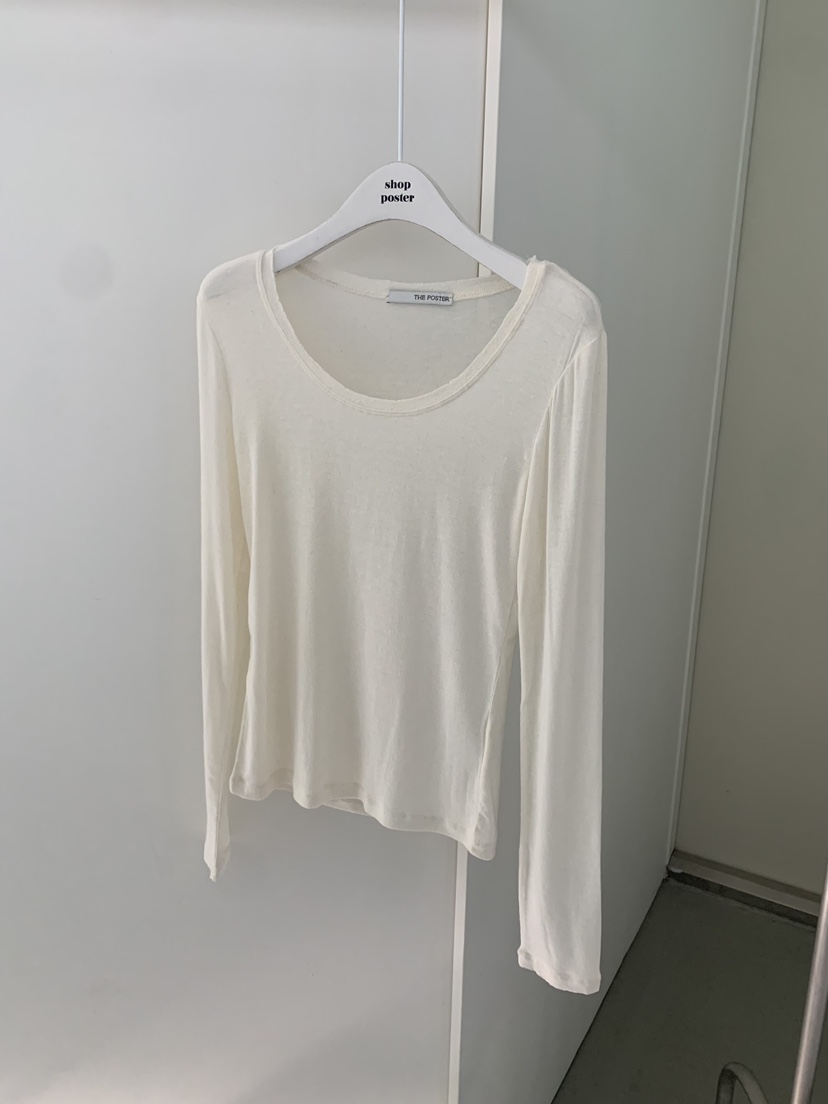 SHOP POSTER韓國代購㊣女士新款職業休閑熱賣長袖T恤粗羊毛SHOP_POSTER長袖T恤圖色1