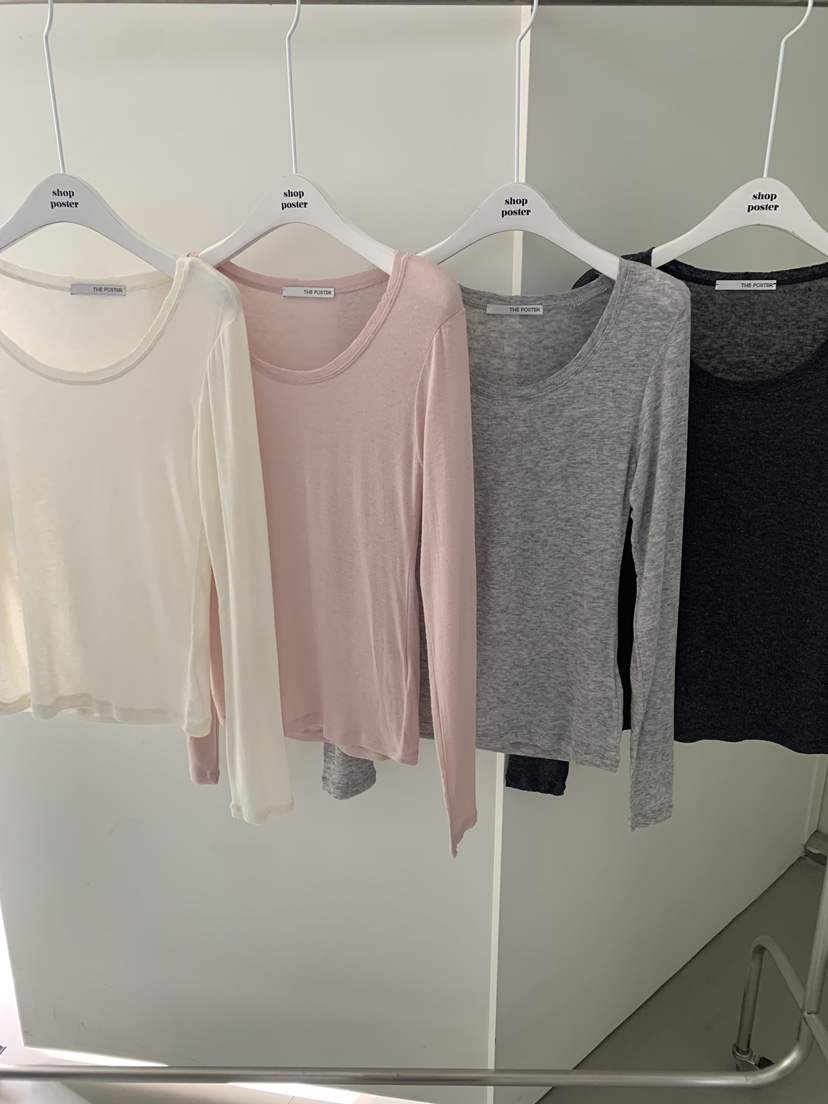 SHOP POSTER韓國代購㊣女士新款職業休閑熱賣長袖T恤粗羊毛SHOP_POSTER長袖T恤圖色4左二色
