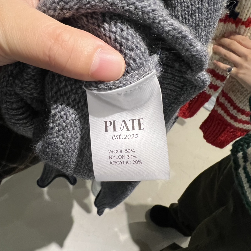 PLATE韓國直郵㊣女士新款人氣休閑真品推薦熱賣職業時尚針織衫PLATE針織衫