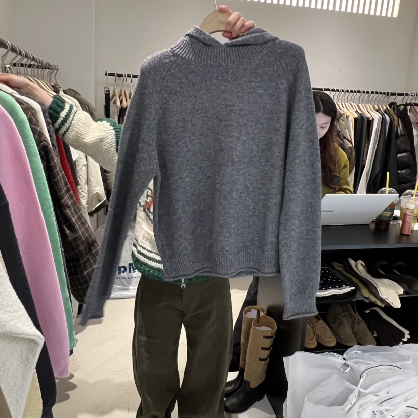 PLATE韓國直郵㊣女士新款人氣休閑真品推薦熱賣職業時尚針織衫PLATE針織衫圖色1