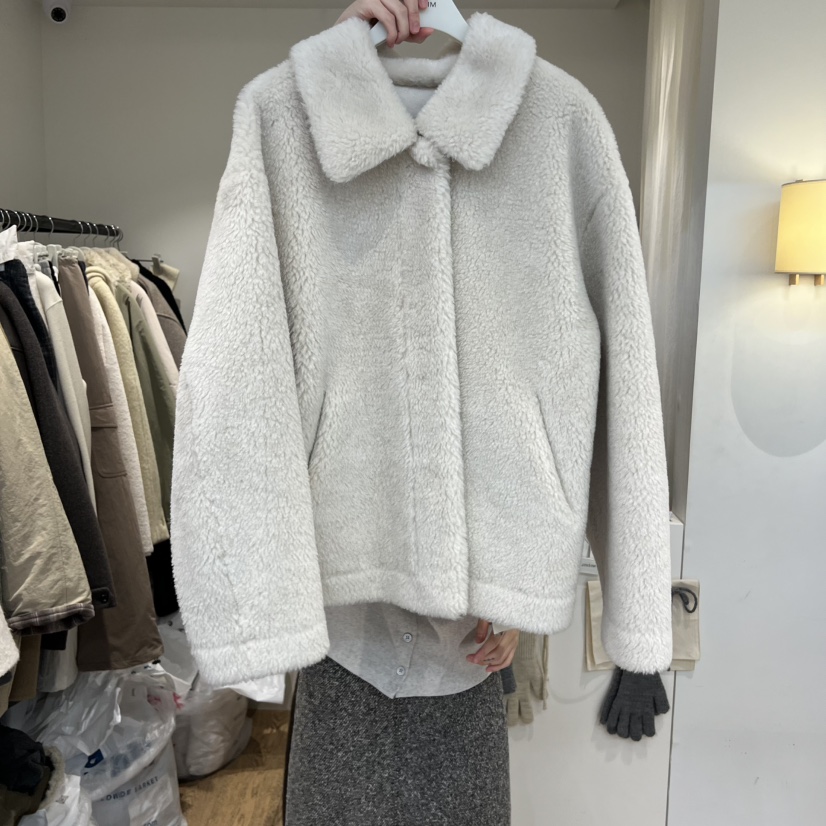 JINSIM韓國代購㊣女士新品人氣推薦25秋冬職業短款大衣羊毛JINSIM短款大衣圖色1