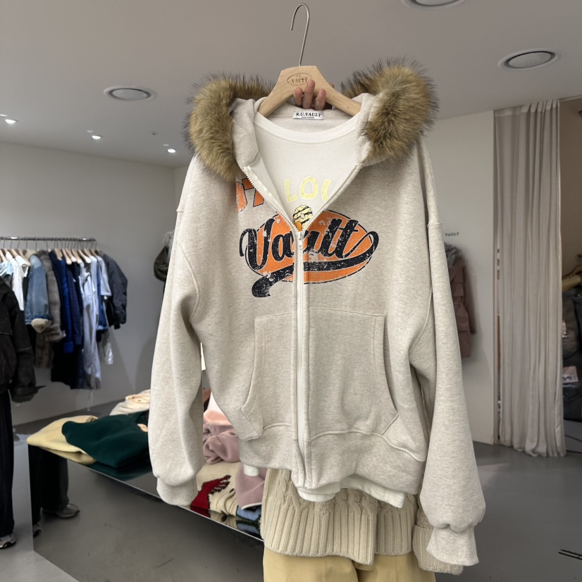 VAULT東大門㊣實拍女士新款推薦真品25秋冬夾克毛皮加絨兜帽VAULT夾克圖色1